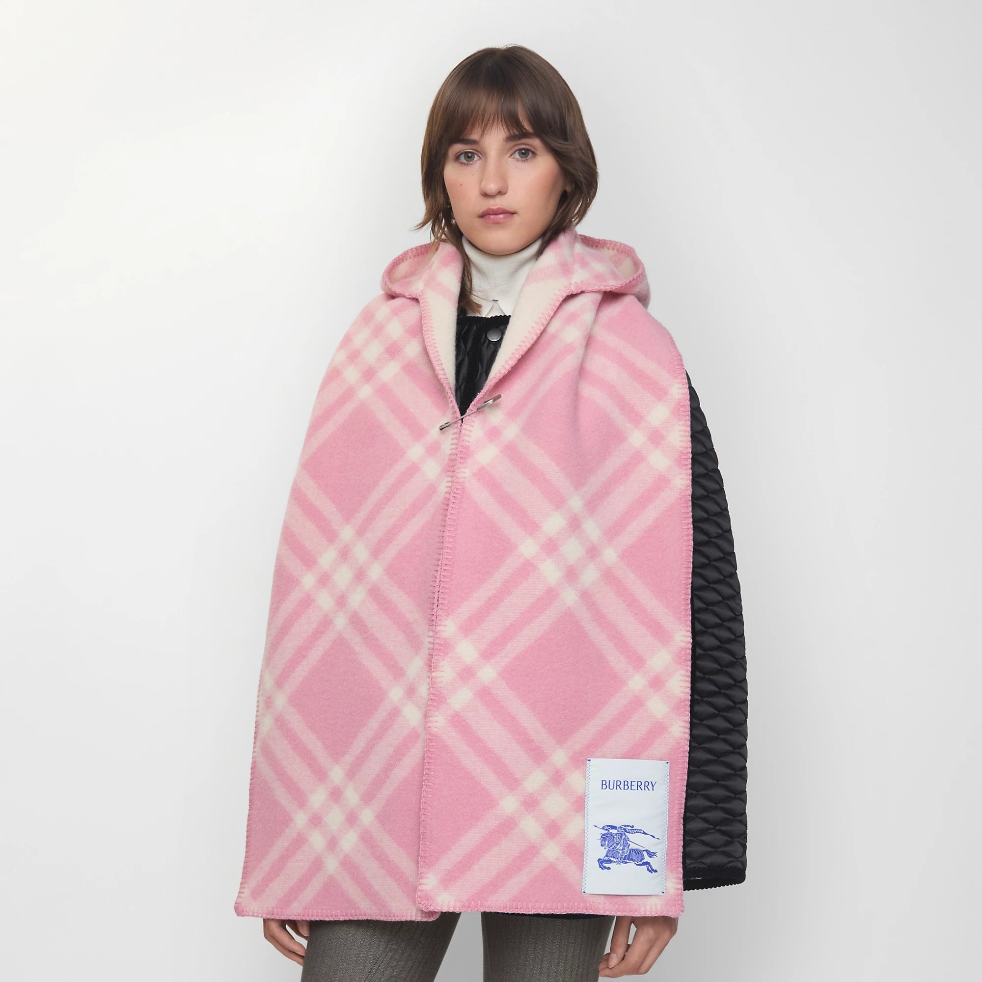 Check Wool Hooded Scarf