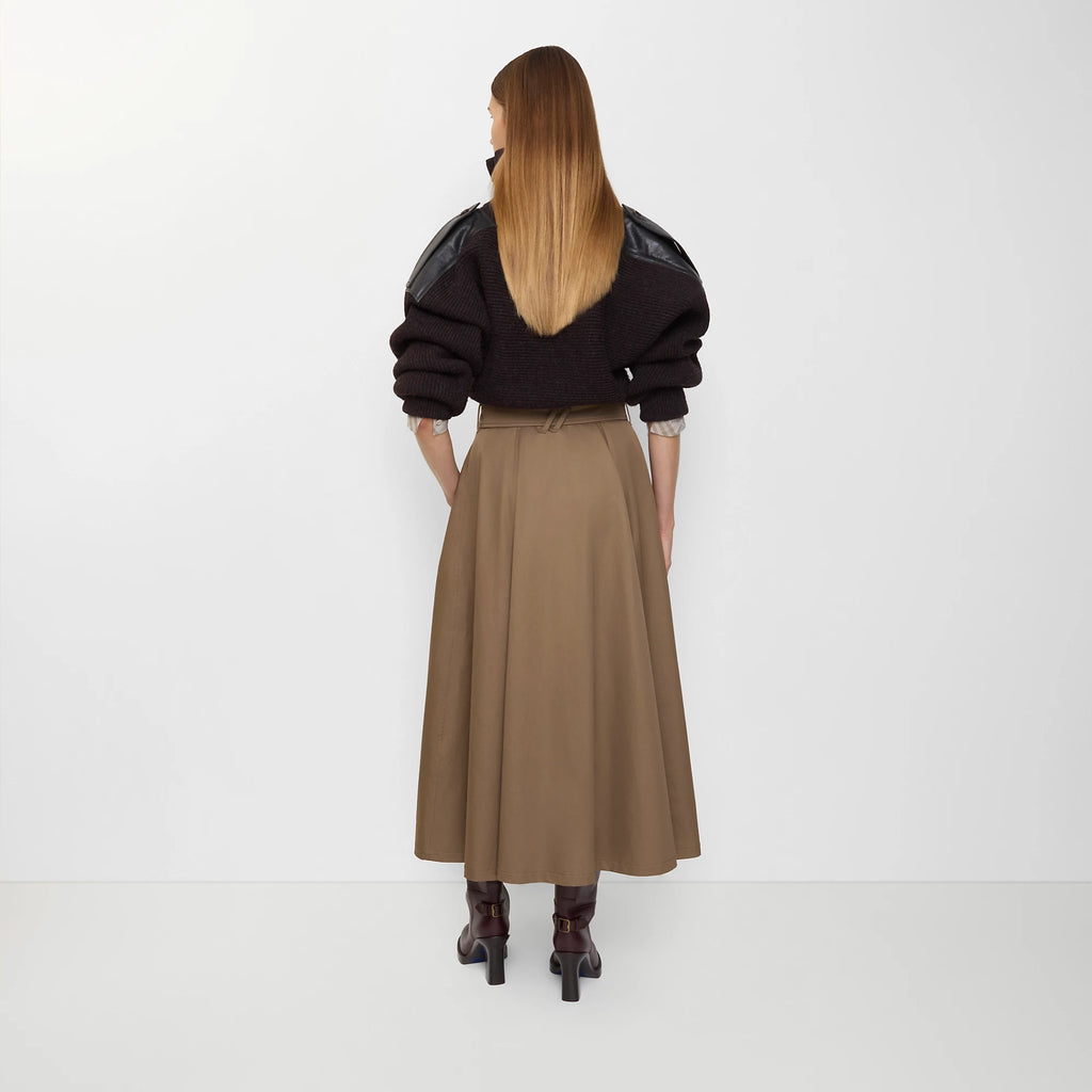 Gabardine Trench Midi Skirt