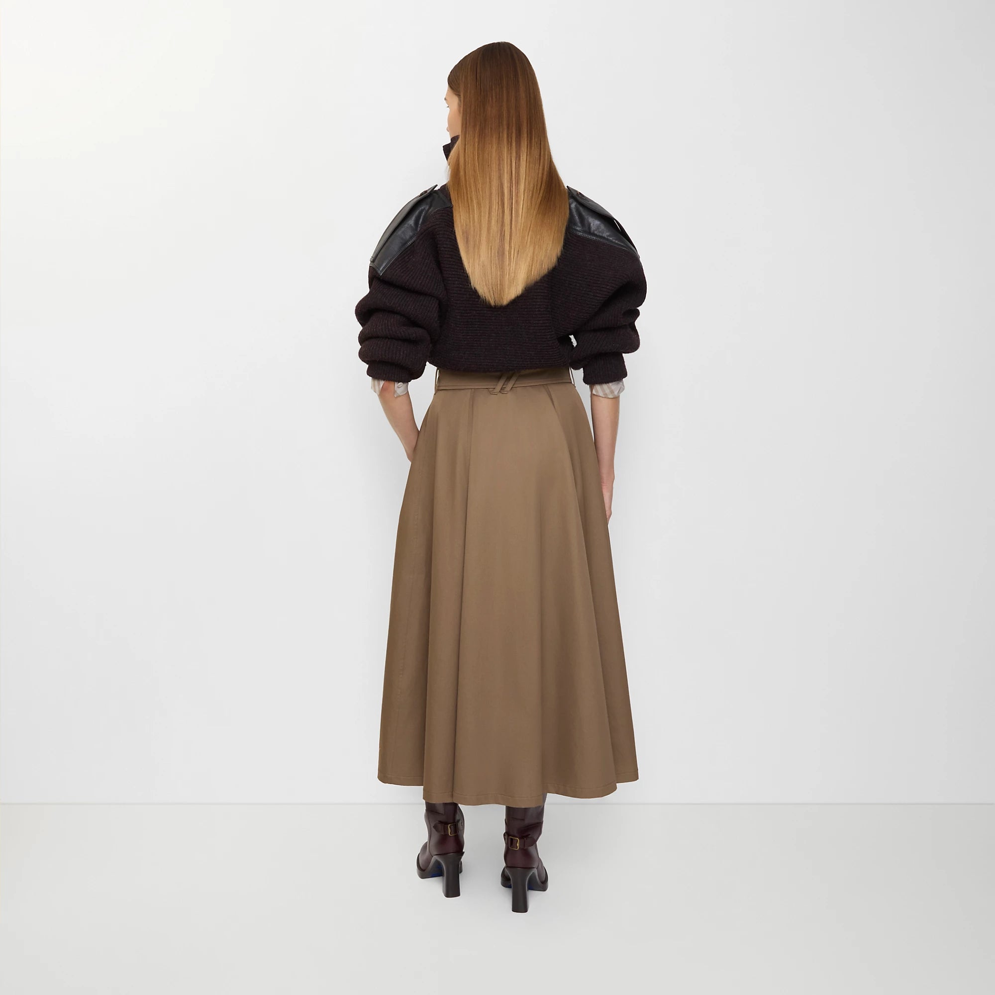 Gabardine Trench Midi Skirt