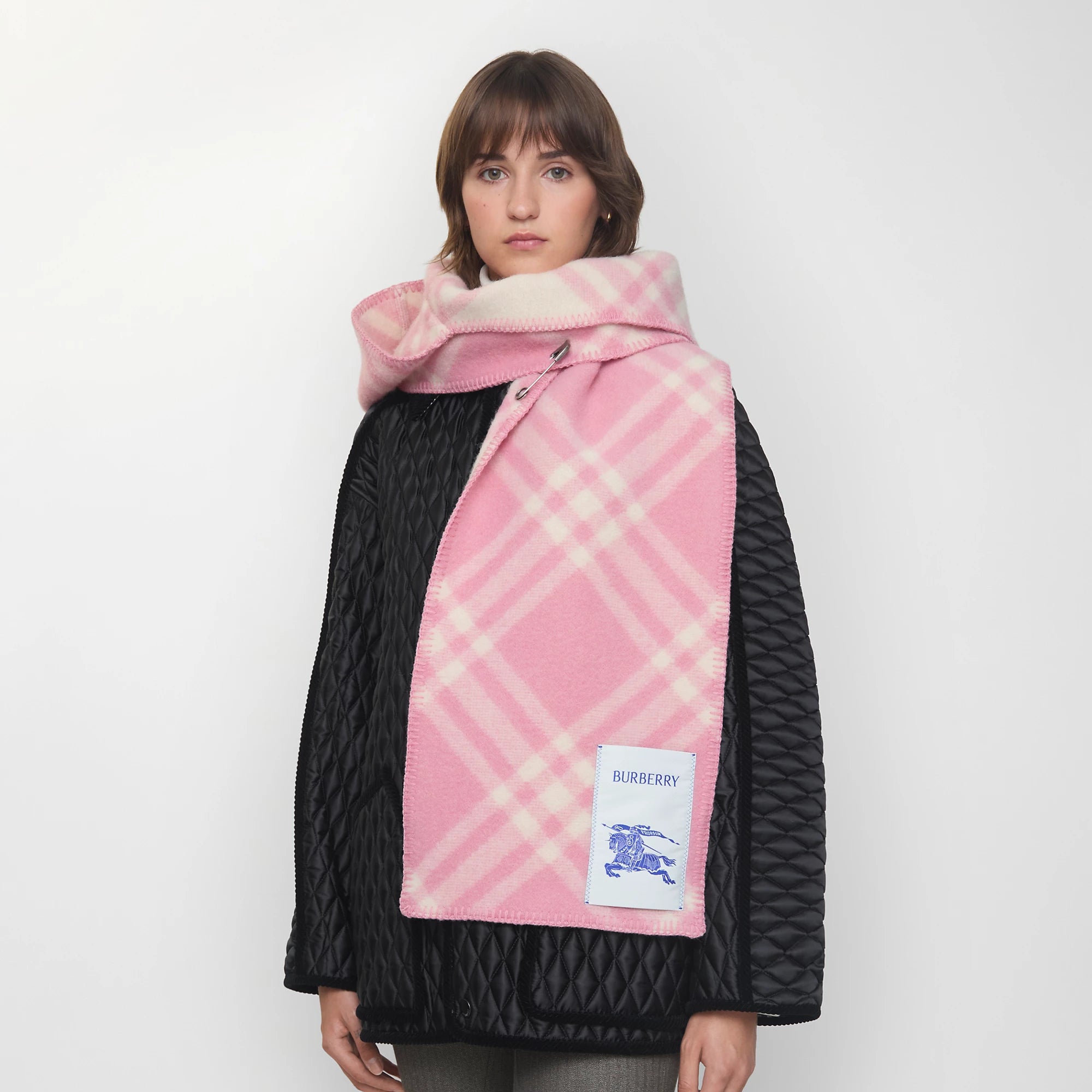 Check Wool Hooded Scarf
