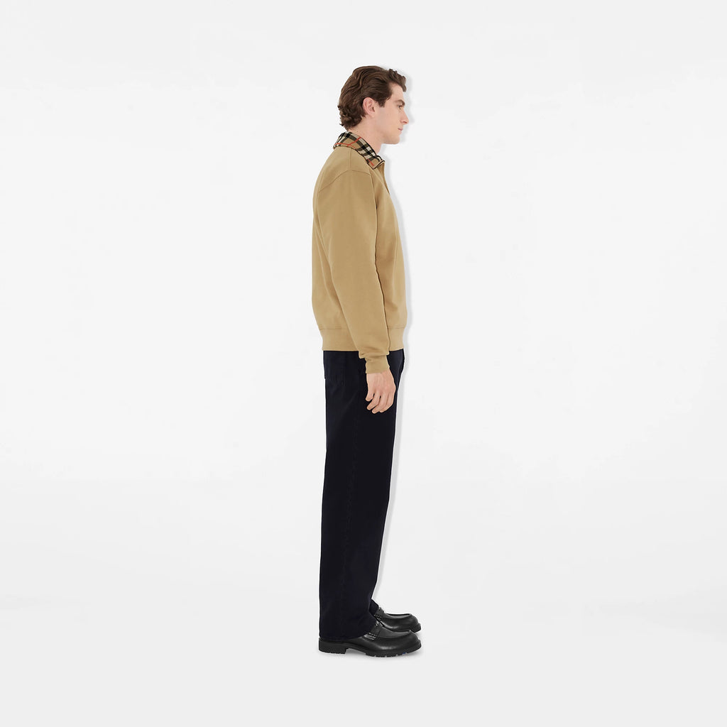 Check Collar Zip Sweatshirt