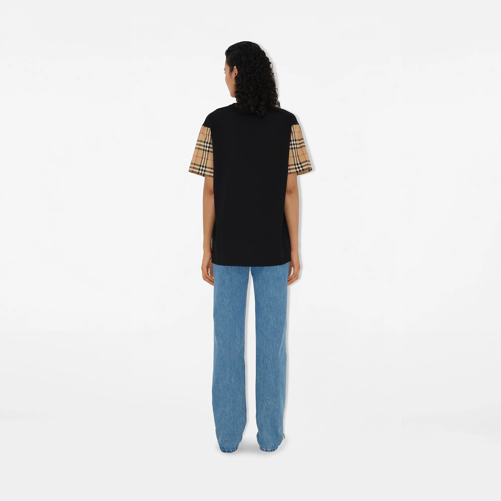 Check Sleeve T-shirt