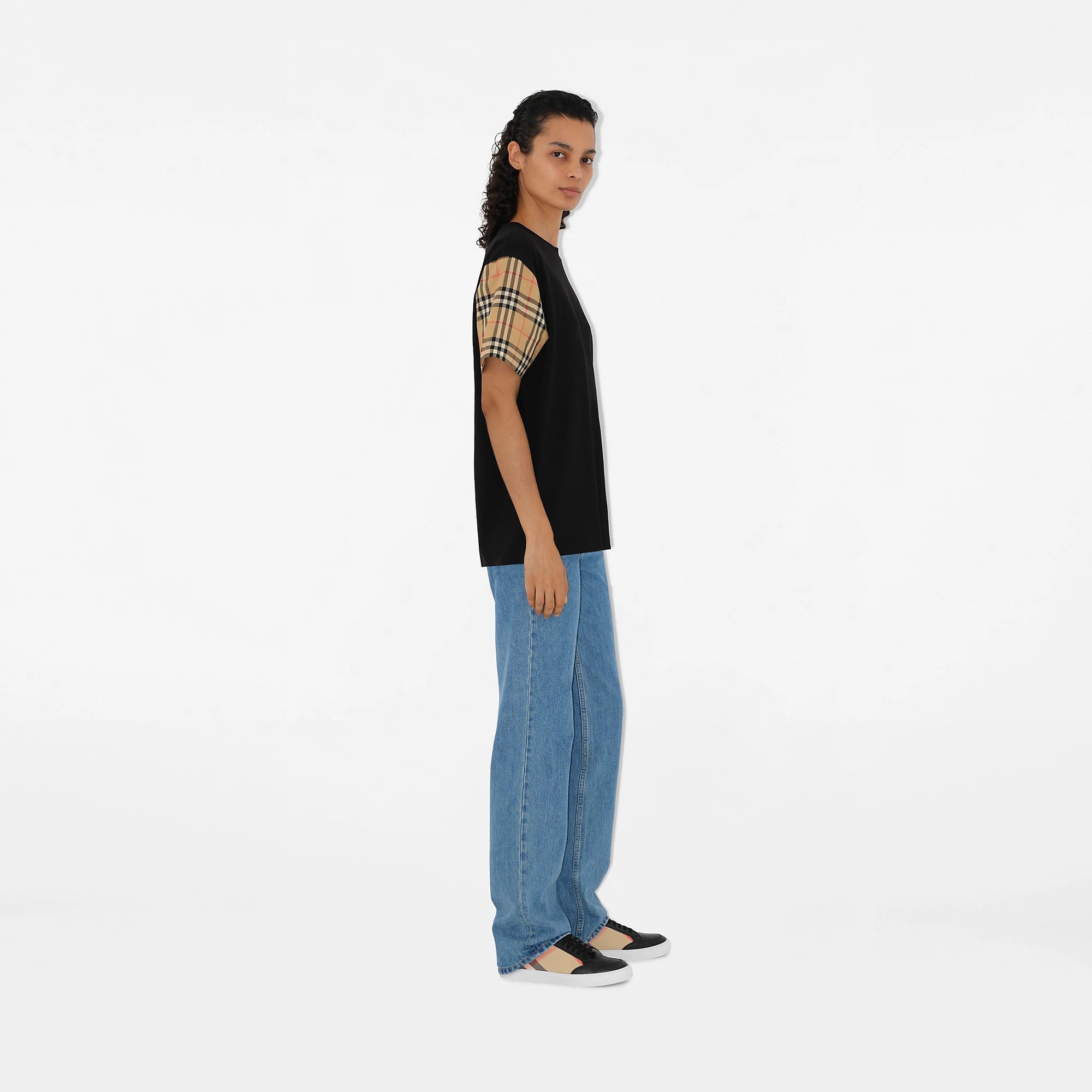 Check Sleeve T-shirt