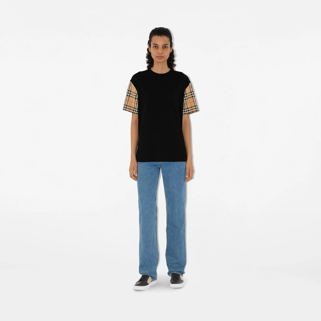 Check Sleeve T-shirt