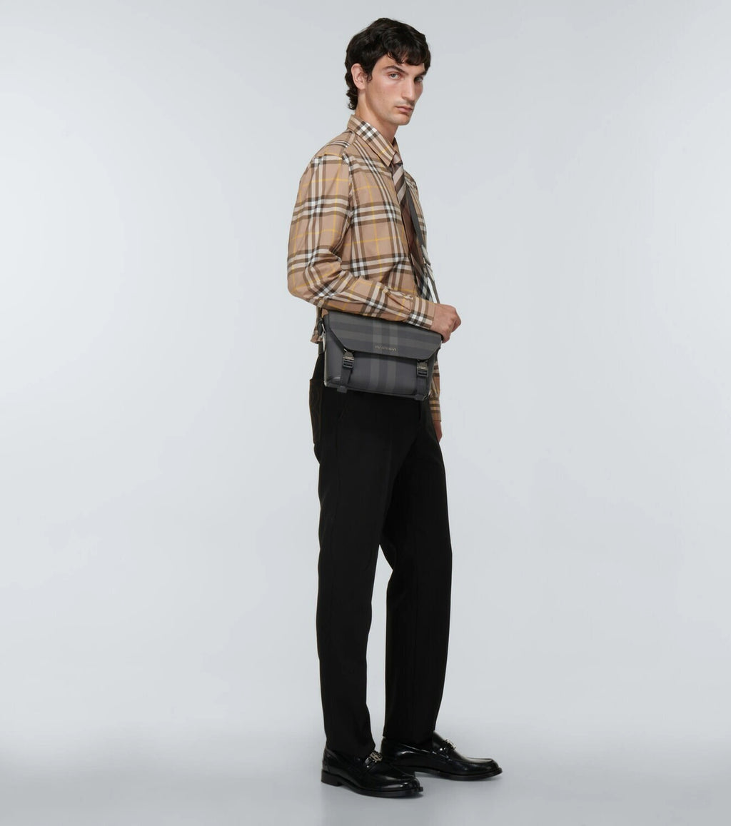 Charcoal Check messenger bag
