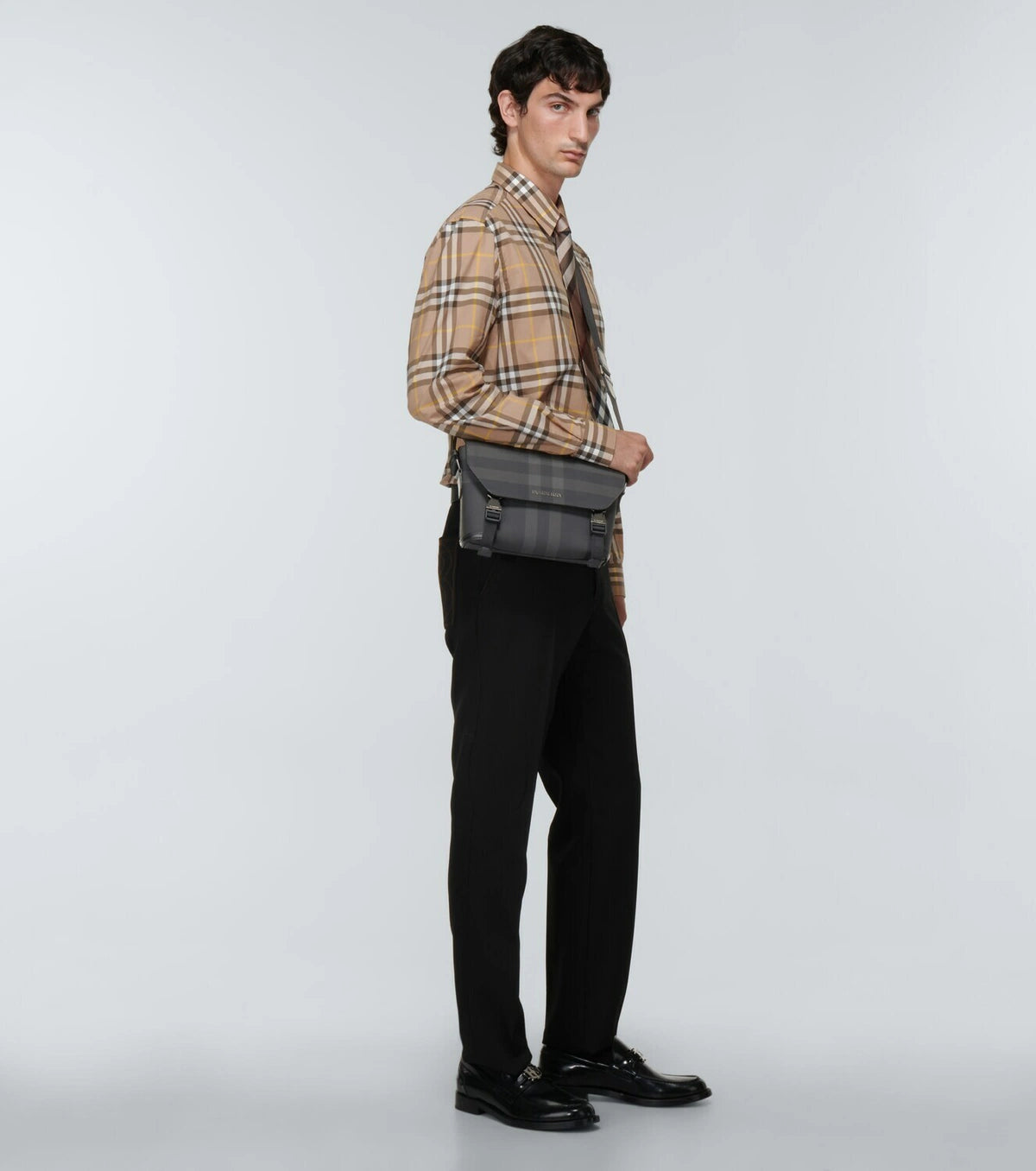 Charcoal Check messenger bag