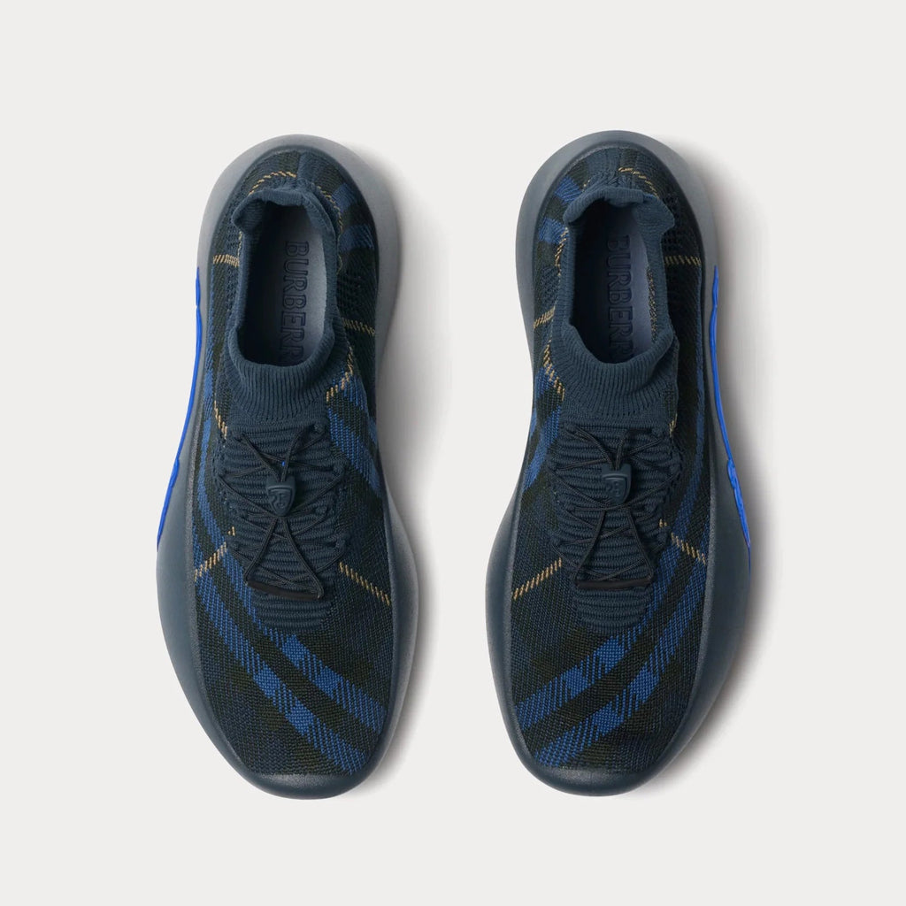 Black & Blue Check Knit Neptune Sneakers