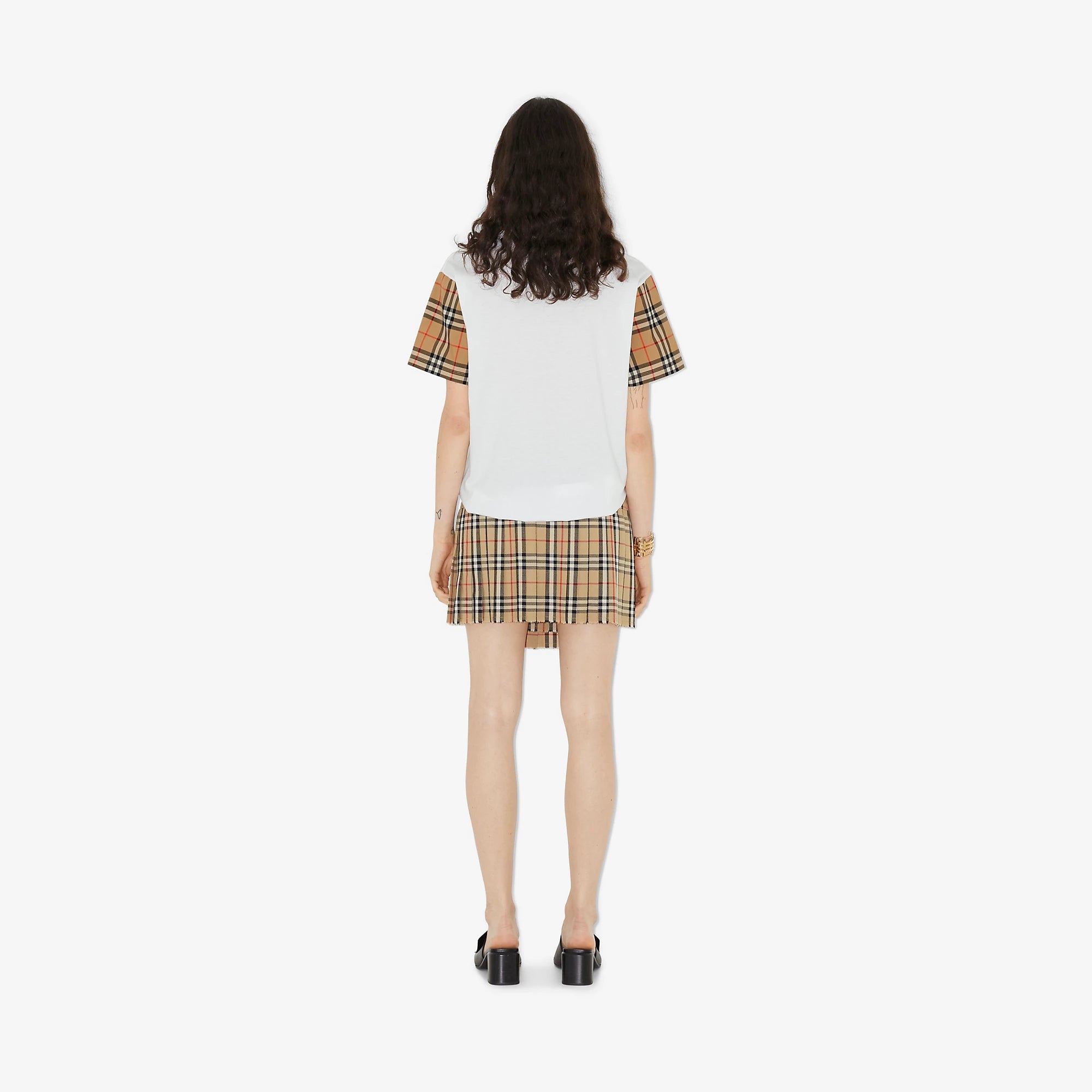 Check Sleeve T-shirt