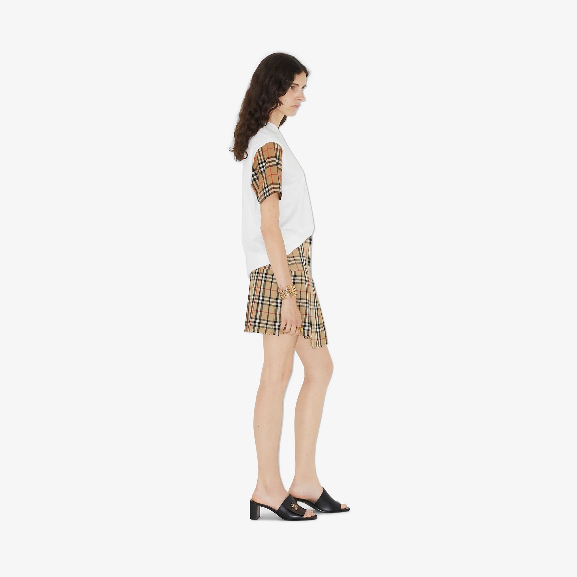 Check Sleeve T-shirt