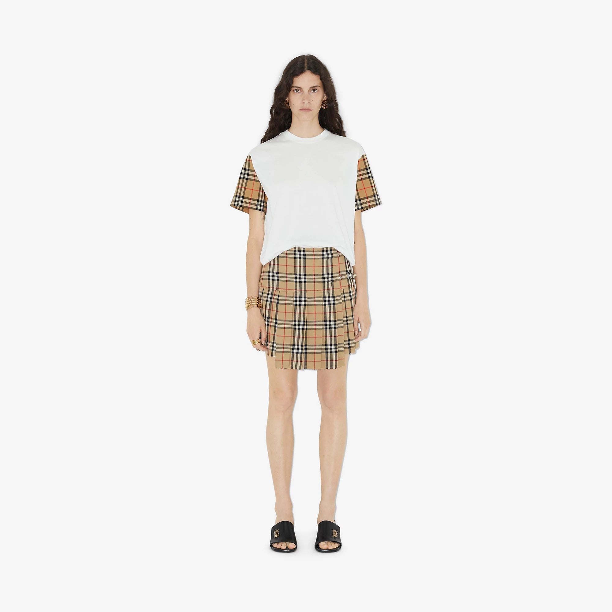 Check Sleeve T-shirt