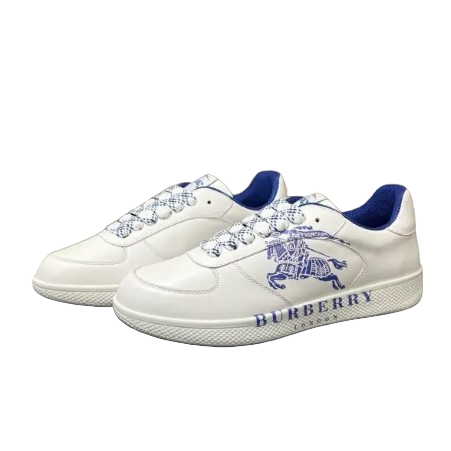 Leather Stock Sneakers White & Blue