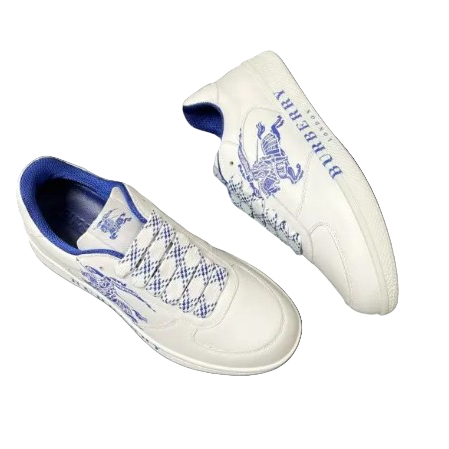 Leather Stock Sneakers White & Blue